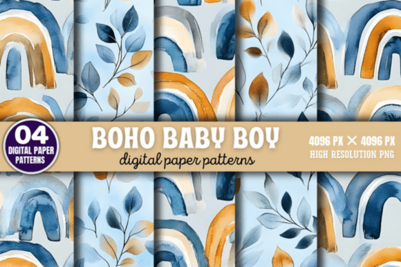 Download Boho Baby Boy Pattern Digital Background - Background Collection