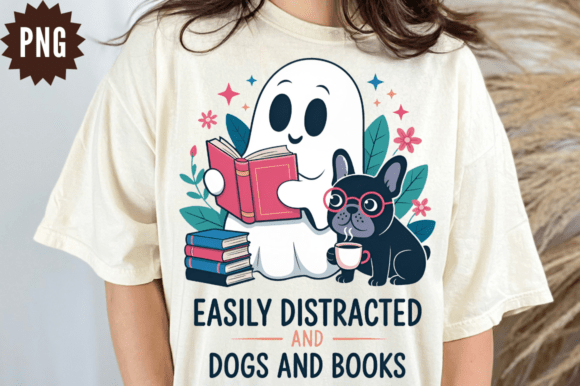 Download Dogs and Books Lover Ghost PNG Design - Premium Bundle