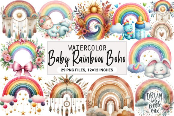 Download Baby Rainbow Boho Clipart - Premium Bundle