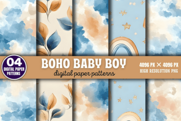 Download Boho Baby Boy Pattern Digital Background - Background Collection