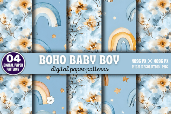 Download Boho Baby Boy Pattern Digital Background - Background Collection