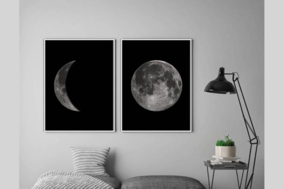 Download Moon Print Set Wall Art Home Decor - Set wall art Collection