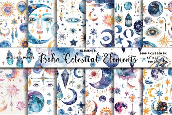 Download Boho Celestial Elements White Background - Background Collection