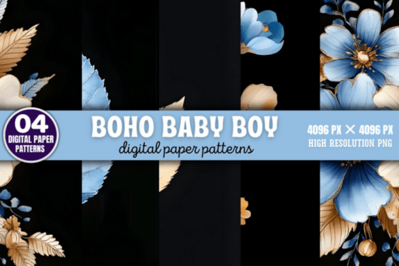 Download Boho Baby Boy Pattern Digital Background - Background Collection