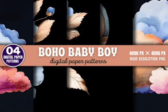Download Boho Baby Boy Pattern Digital Background - Background Collection