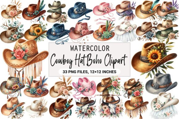 Download Cowboy Hat Boho Clipart - Premium Bundle