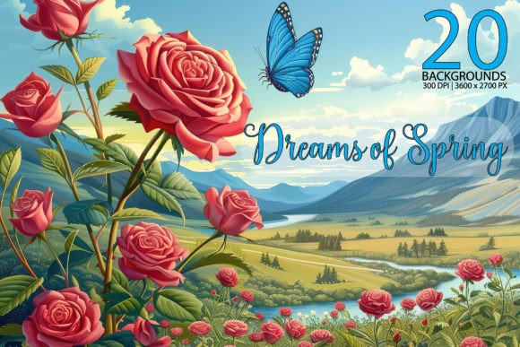 Download Aesthetic Background of Roses and Hills - Background Collection