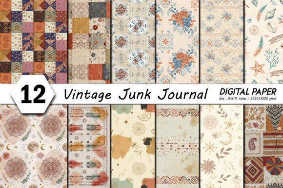 Download Vintage Bohemian Junk Journal Background - Background Collection