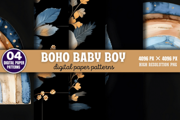Download Boho Baby Boy Pattern Digital Background - Background Collection